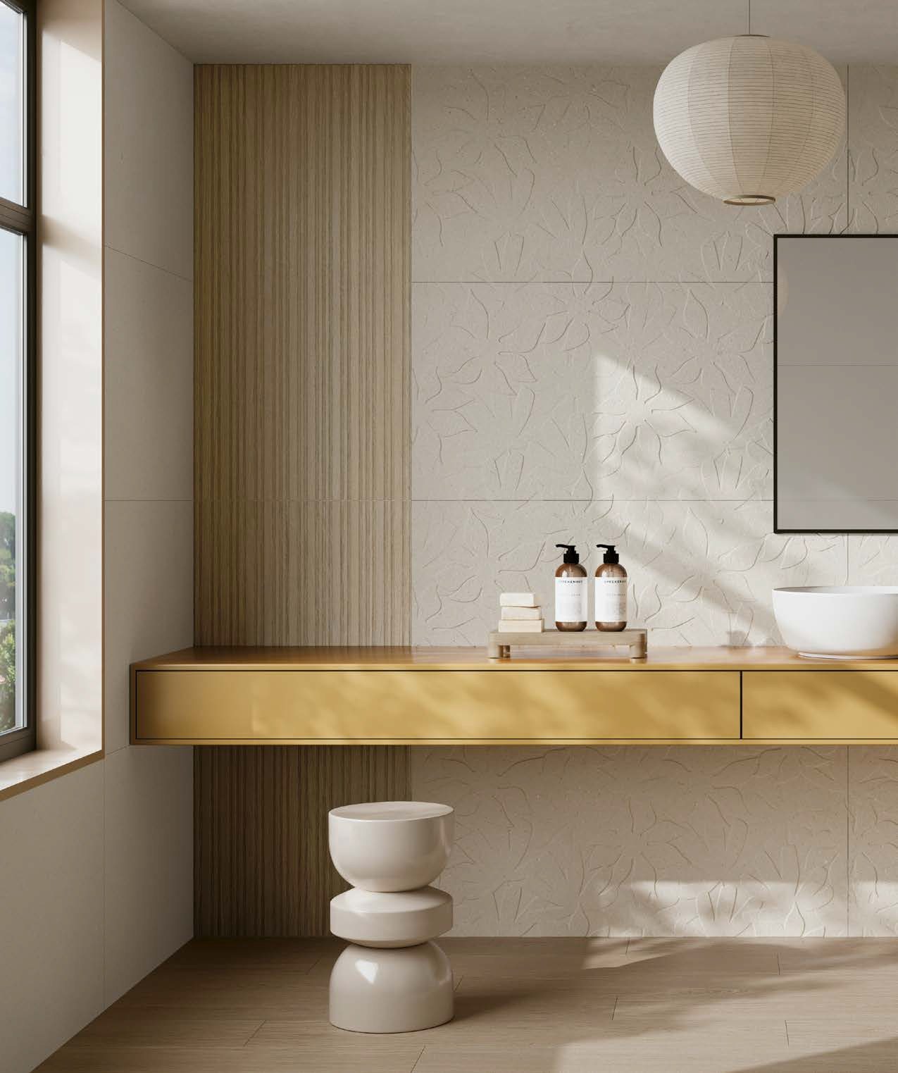 Faianță de format mare 60x120 cu relief 3D și riflaj, colecția Calm — Fanal