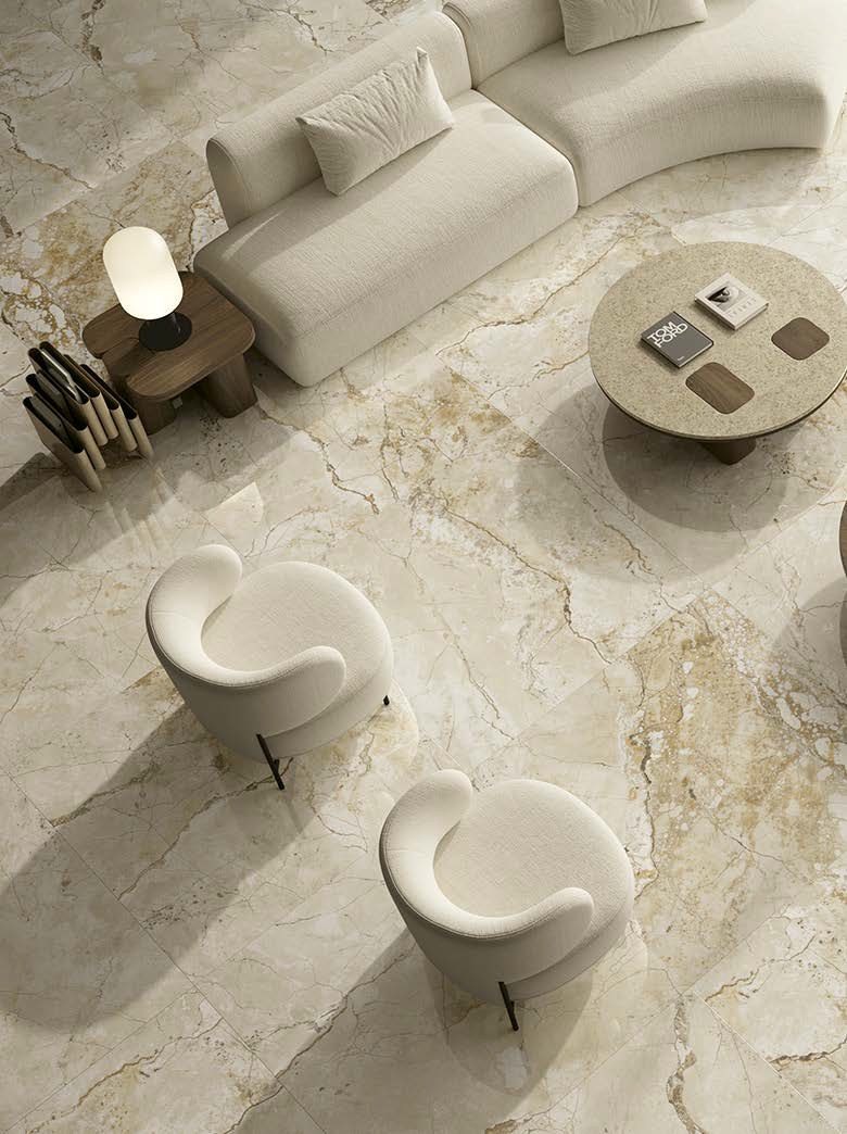 Gres porțelanat cu efect de marmură, colecția Golden Mist 120x120, finisaj supershine — Fanal